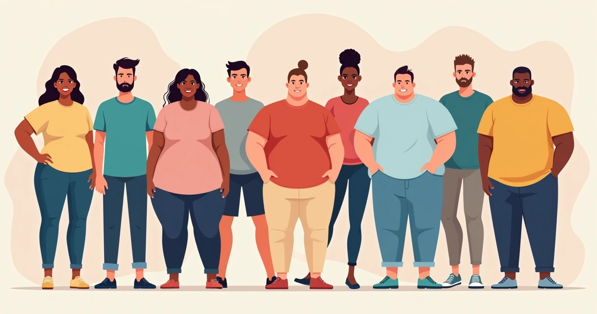 Ilustração flat corporativa mostrando diversas camisetas plus size personalizadas em diferentes estilos, cores e tecidos, incluindo modelos femininos, masculinos e unissex, com elementos que destacam