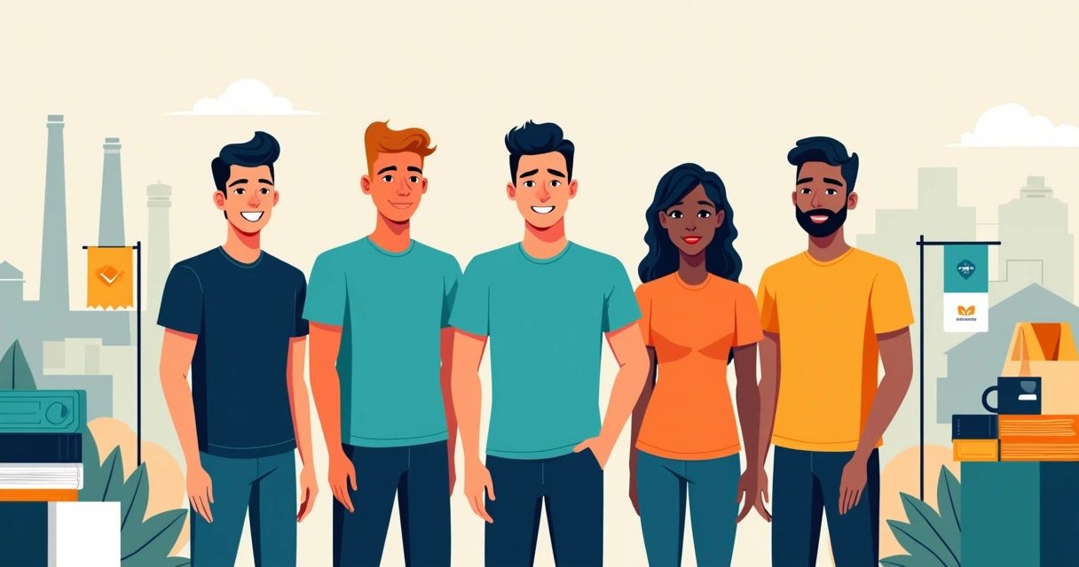 Equipe corporativa em Americana usando camisetas personalizadas em evento empresarial