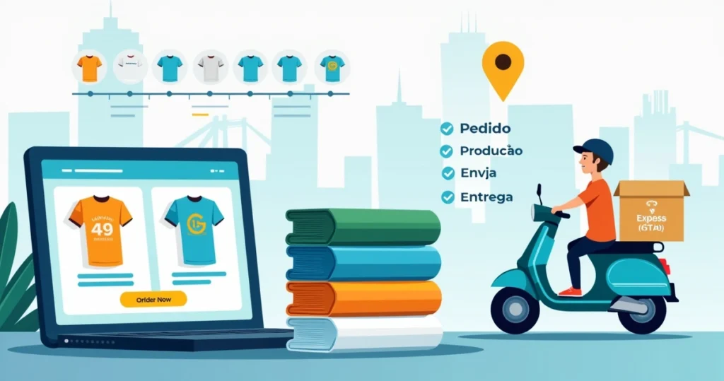 Ilustração de camisetas personalizadas em Campinas com destaque para entrega rápida