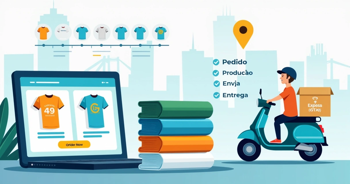 Ilustração de camisetas personalizadas em Campinas com destaque para entrega rápida