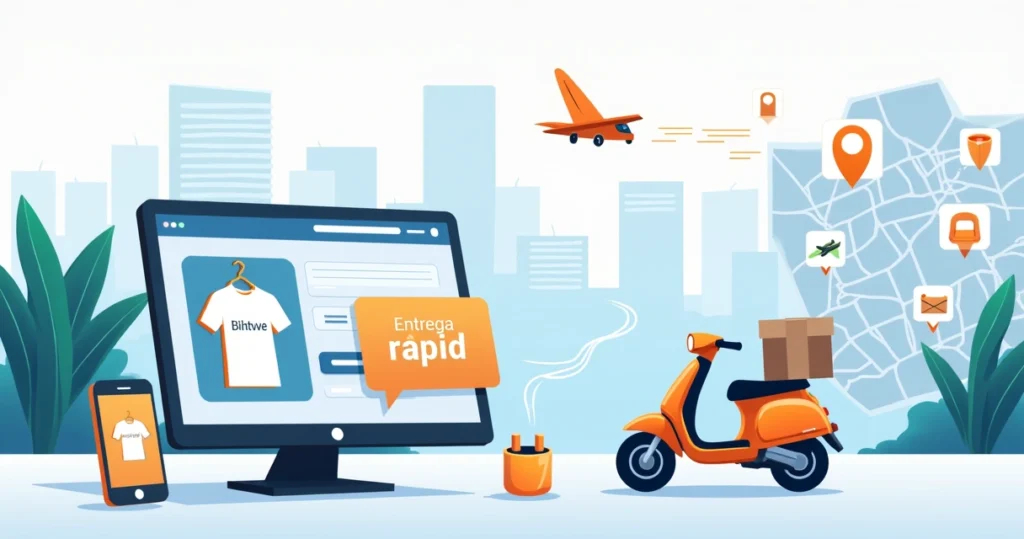 Ilustração de pedido online de camisetas personalizadas em Piracicaba com entrega rápida