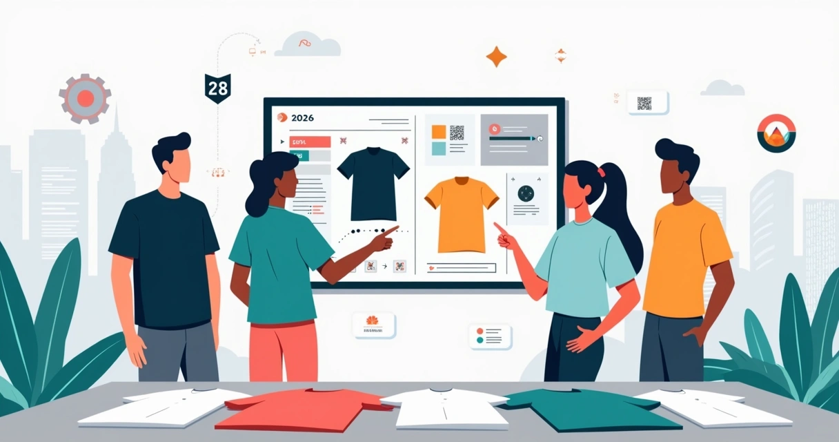 Equipe avaliando camisetas personalizadas modernas em Ribeirão Preto para 2026