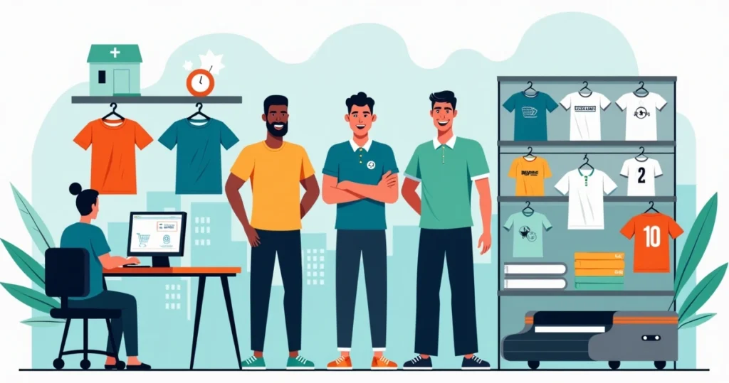 Equipe mostrando camisas personalizadas coloridas em Belford Roxo RJ