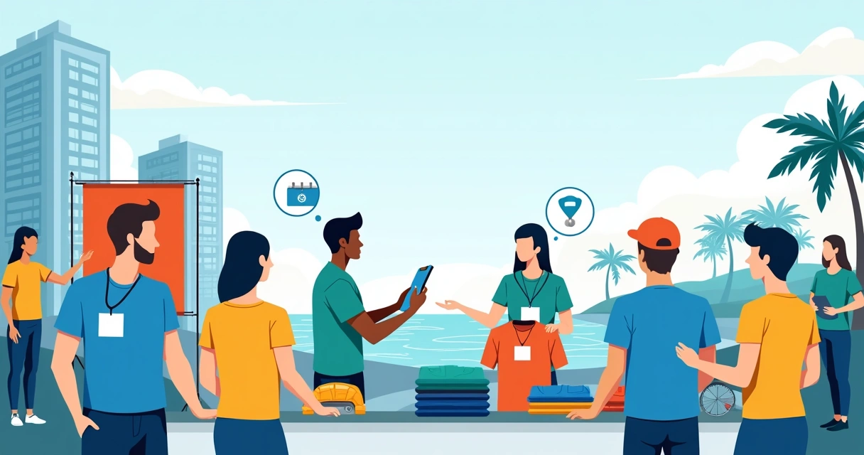 Grupo usando camisas personalizadas em evento corporativo em Niterói