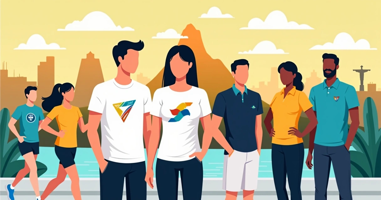 Ilustração de camiseta dry fit personalizada no Rio de Janeiro em contexto esportivo e corporativo