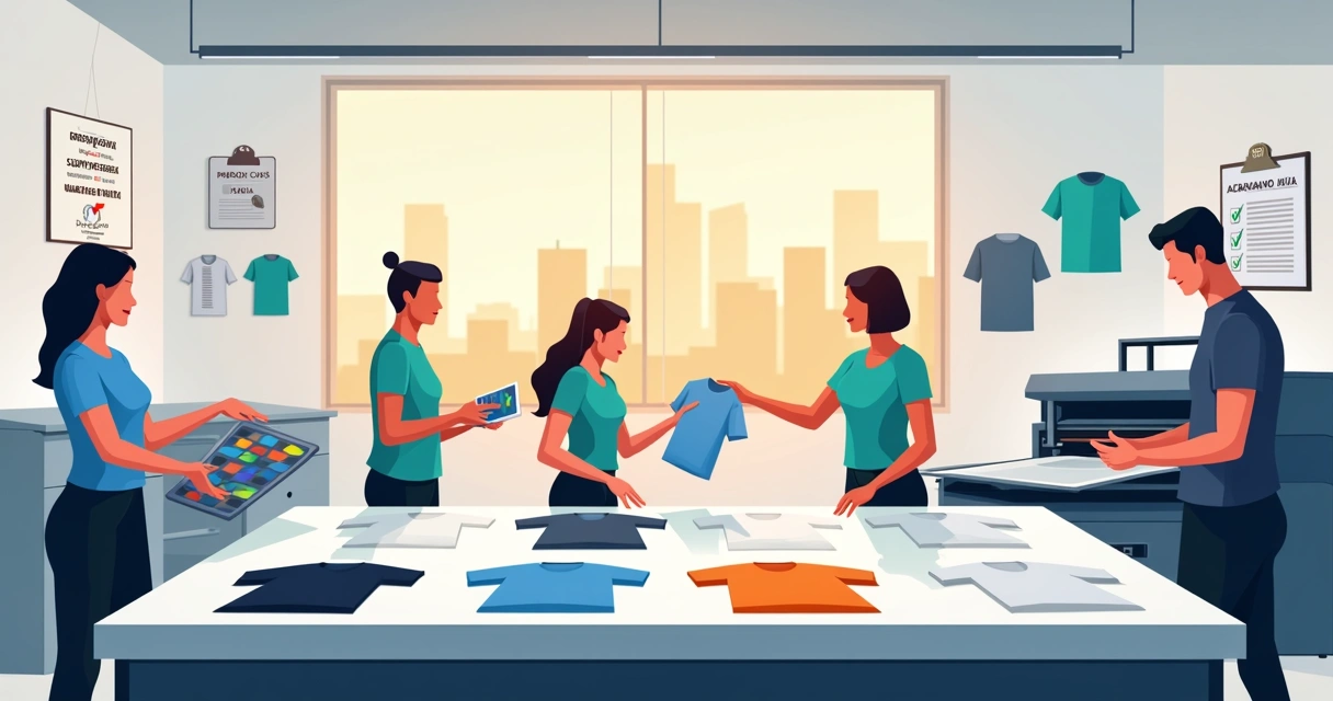 Ilustração de estamparia de camisetas em Bauru com foco em transparência e bastidores