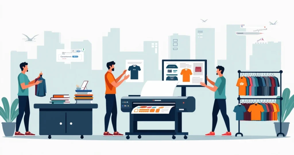 Ilustração de estamparia de camisetas em Santo Amaro na zona sul de São Paulo