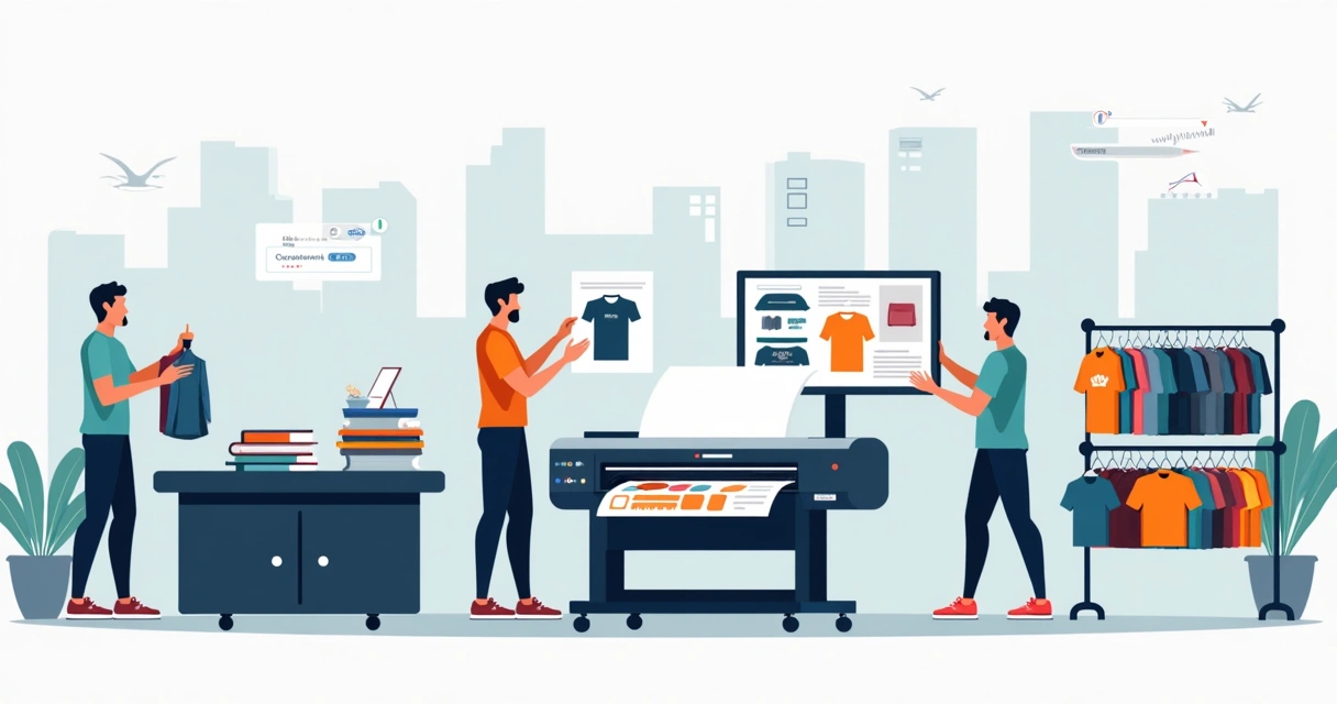 Ilustração de estamparia de camisetas em Santo Amaro na zona sul de São Paulo