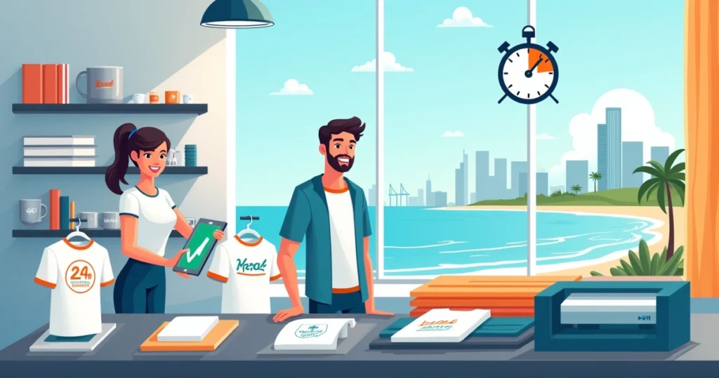 Estamparia rápida de camisetas em Santos com foco em produção urgente