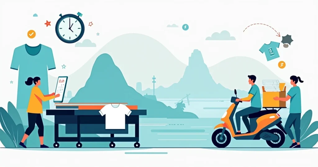 Ilustração de estamparia urgente de camisetas no Rio de Janeiro com entrega rápida