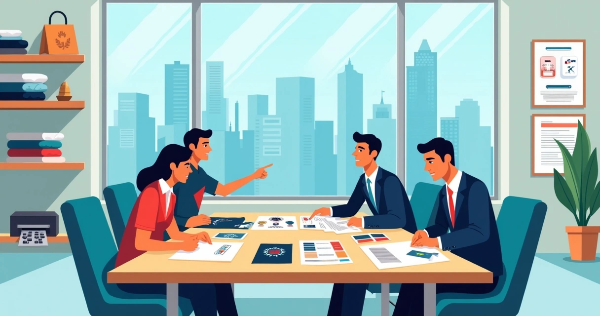 Ilustração de fornecedor de camisetas personalizadas em São Paulo em reunião corporativa