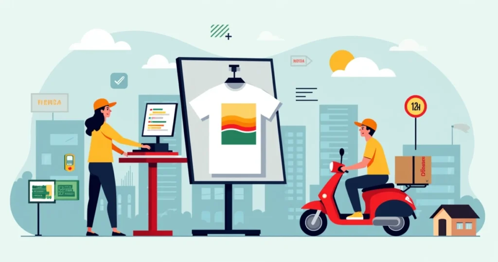 Ilustração de camisetas personalizadas com entrega rápida na Zona Leste de São Paulo