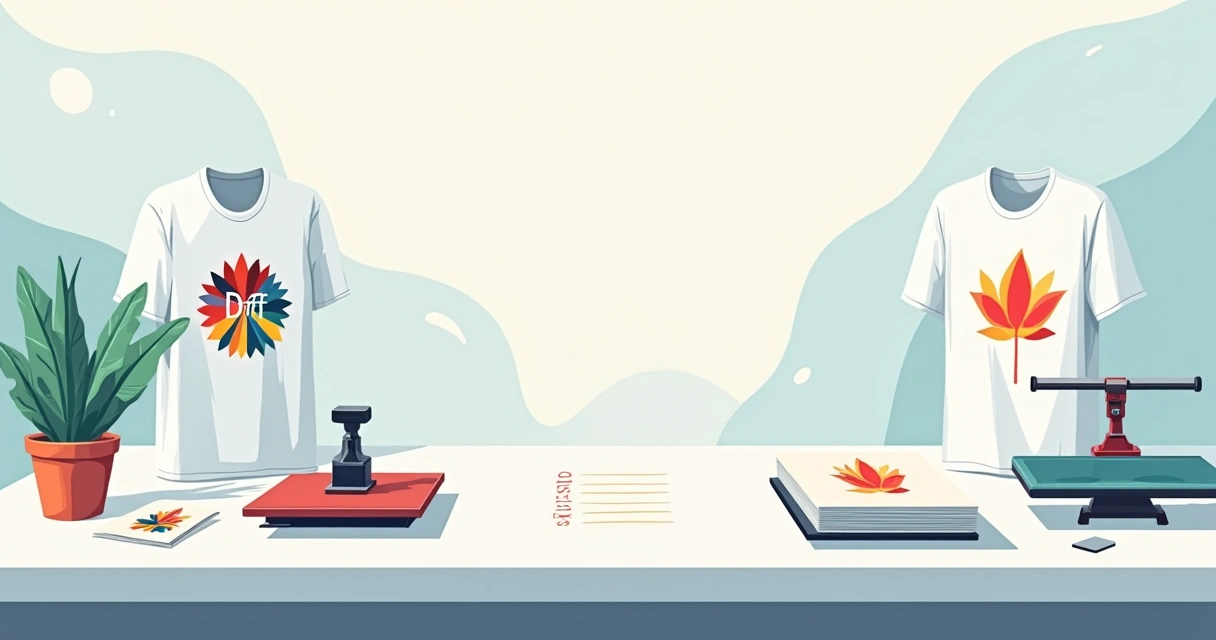 Comparação visual entre estampa DTF e silk screen em camiseta