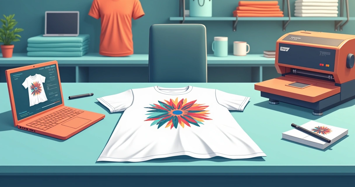 Designer ajustando arte em camiseta personalizada com foco em entrega rápida