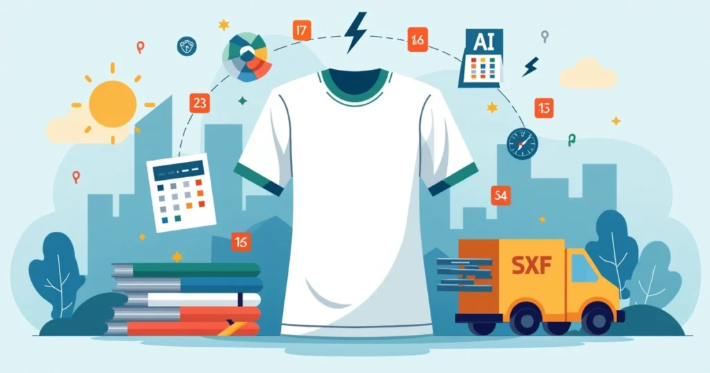 Checklist ilustrado para personalização rápida de camiseta com 12 etapas
