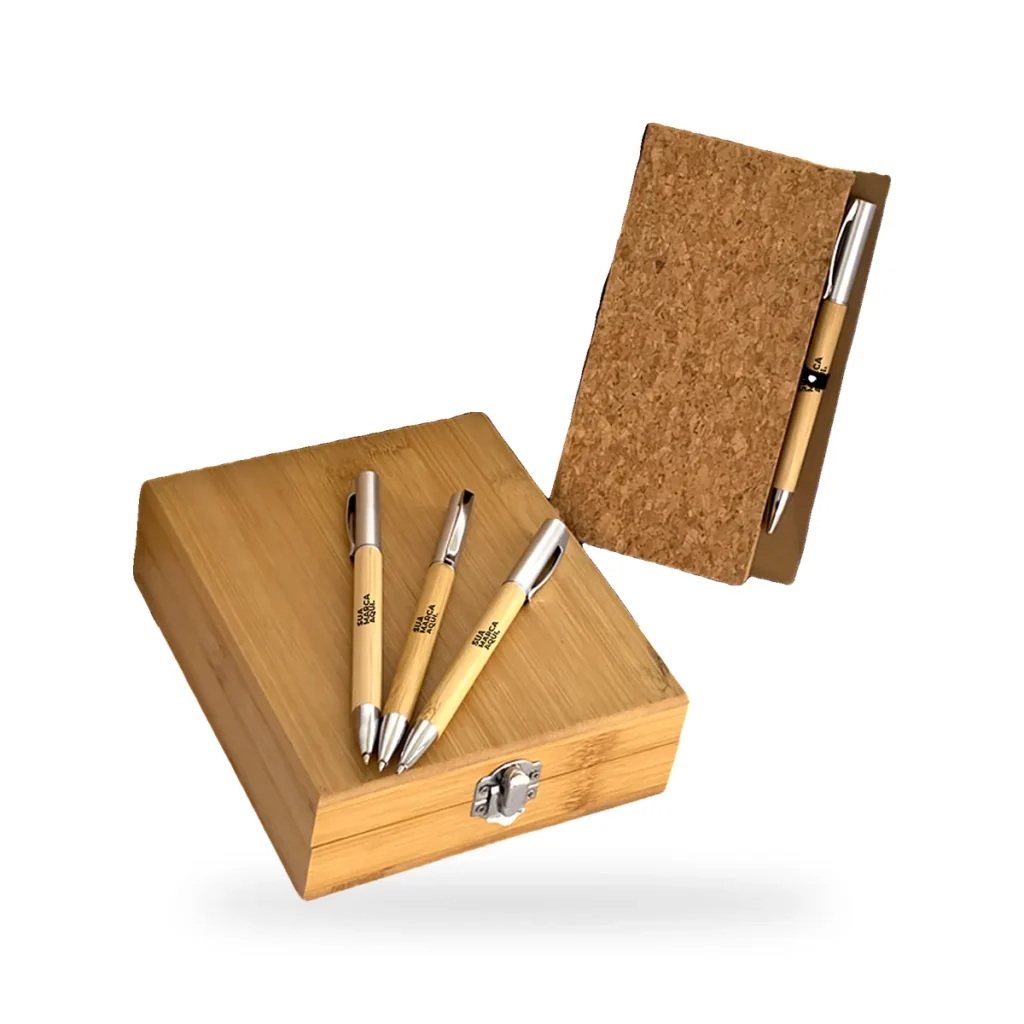Caneta de bambu personalizada com a sua marca