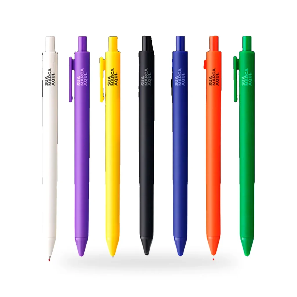 Caneta plástica personalizada em várias cores