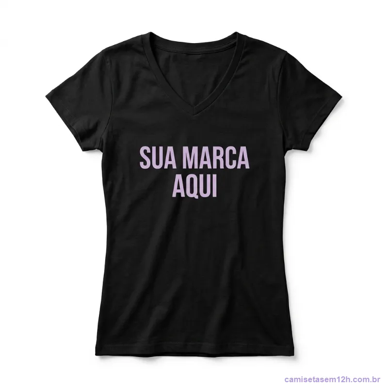 Camiseta estampada baby look gola V