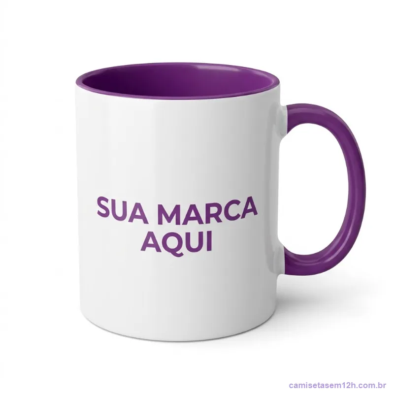 Caneca personalizada com interior e alça coloridos