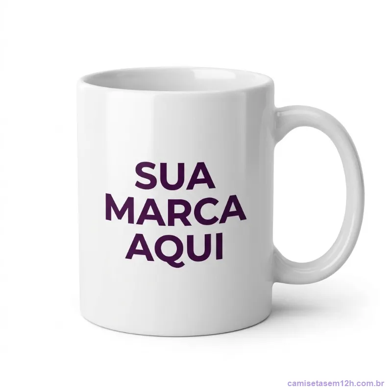 Caneca personalizada de porcelana branca com estampa