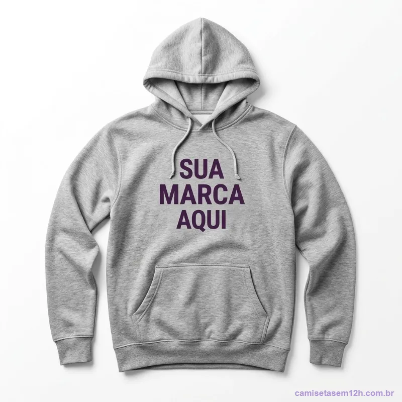 Moletom personalizado canguru com capuz cinza mescla