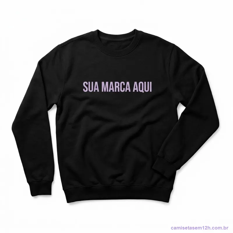 Moletom careca preto com estampa no peito